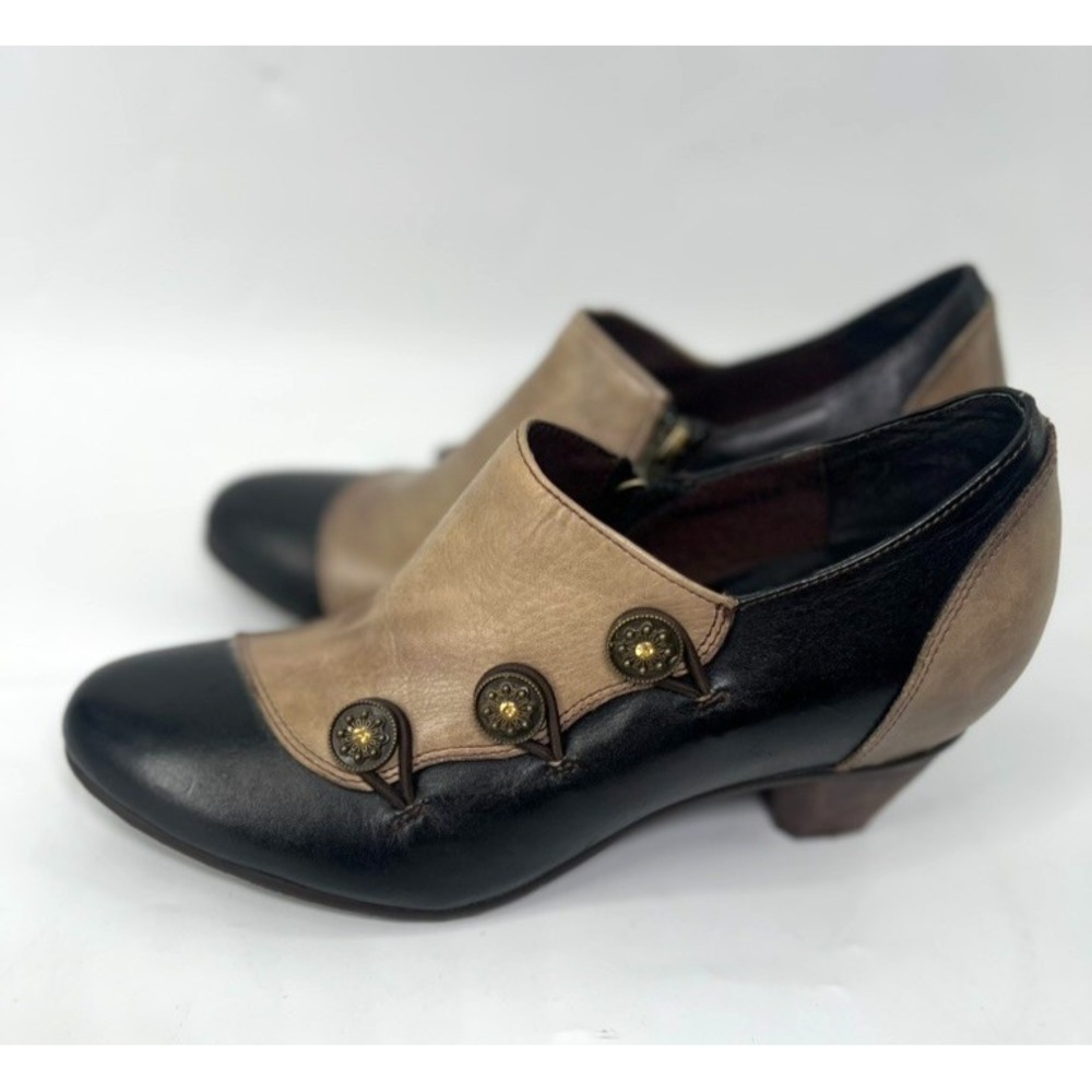 L'Artiste Spring Step Greentea Brown Spat Ankle Boot Heels Sz 40 US 9 Steampunk
